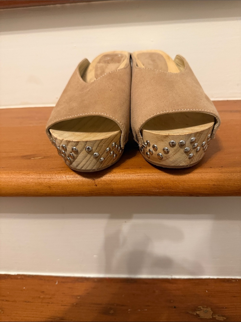 Free People Tan Suede Studded Clog Heels - Picture 5 of 7